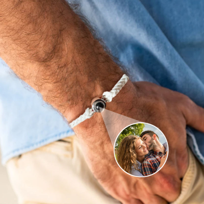 Personalized Photo Projection Men Bracelet with Picture Inside Boyfriend Bracelet Gift for Him