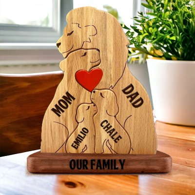 Personalized Wooden Lion Family Puzzle with Names Anniversary Family Gifts Mother's Day Gift