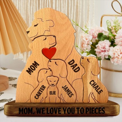 Custom Wooden Lion Family Names Puzzle Anniversary Gifts Mother's Day Gift