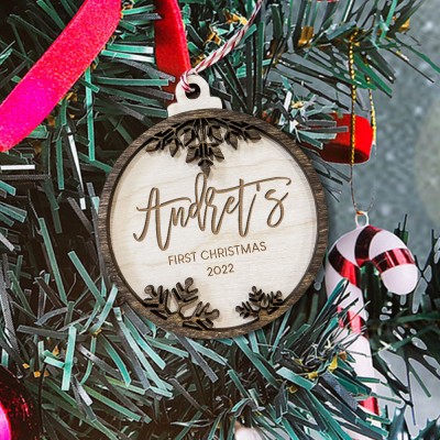 Personalized Baby's First Christmas Ornament with Custom Name Christmas Gift 