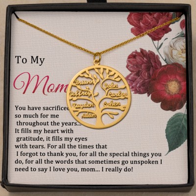 Personalized To My Mom Family Tree Multiple Names Necklace Unique Gift Ideas for Mom Adoption Gifts