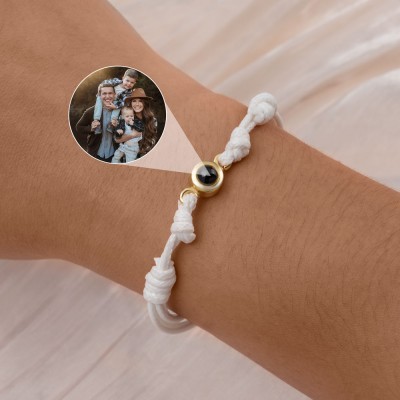 Personalized Braided Rope Memorial Photo Projection Bracelet for Mom, Grandma