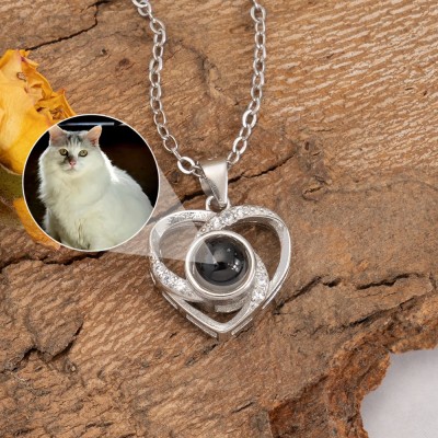 Personalized Heart Pet Photo Projection Necklace Gift for Her