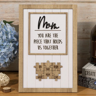 Personalized Mom Wood Puzzle Name Sign Keepsake Gift Mother's Day Gift Ideas