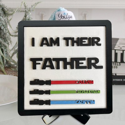 Handmade I Am Their Father Wood Sign Personalized Gift for Dad Grandpa 