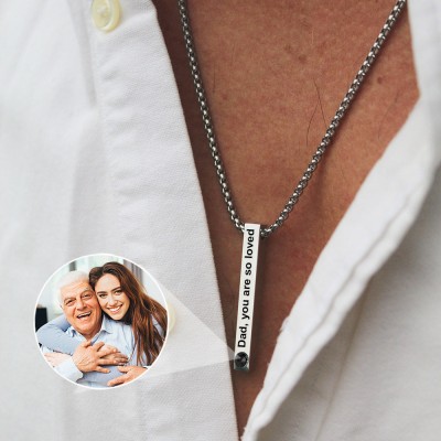 Personalized Photo Projection Men Necklace with Picture Inside Father's Day Gift Ideas