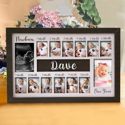 Personalized 3D Baby First Year Photo Frame Monthly Milestones Month Picture Frame 