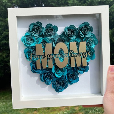 Custom Mom Heart Flower Shadow Box Gift Ideas for Mom Grandma New Mom Gift Family Gifts