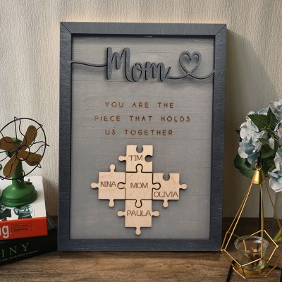 Personalized Mom Handmade Wooden Names Puzzle Frame Sign Love Gift For Mom Grandma Mother's Day Gifts