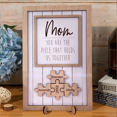 Personalized Wood Puzzle Name Sign Keepsake Gifts for Grandma Mom Mother's Day Gift