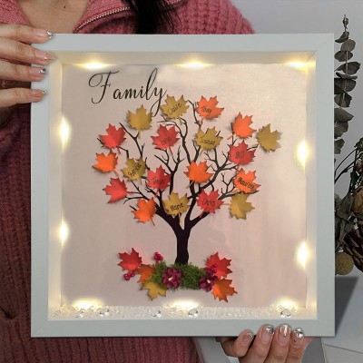 Personalized Light Up Family Tree Box Frame with Family Names Mother's Day Gift 