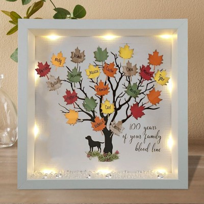 Personalized Light Up Family Tree Box Frame with Family Names Mother's Day Gift 