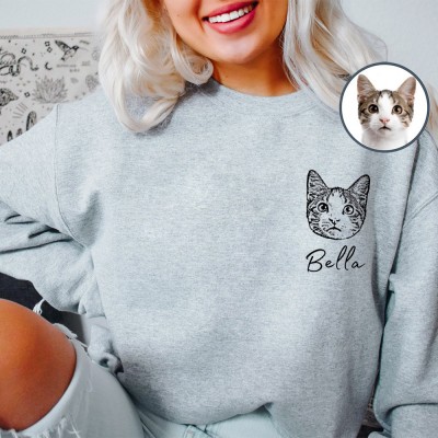 Custom Pet Face Photo Printing Sweatshirt Dog Cat Mom Gift Ideas Gift for Pet Lovers