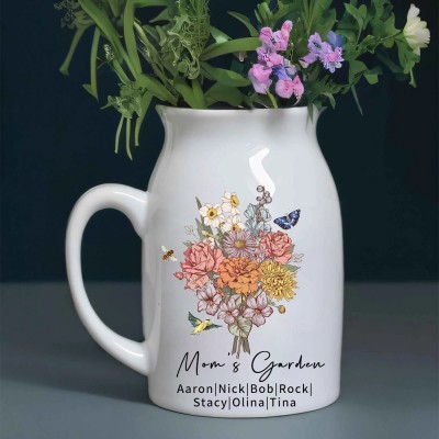 Personalized Mom's Garden Birth Flower Family Bouquet Vase Mother's Day Gift Ideas For Mom Grandma