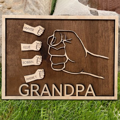 Fist Bump Custom Engraving Wood Sign Father's Day Gifts