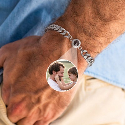 Personalized Photo Projection Bracelet with Picture Inside Unique Gifts for Men Father's Day Gift from Daughter