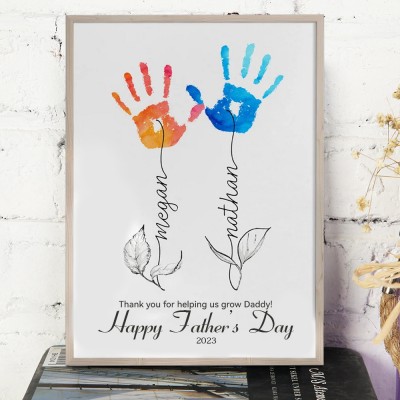 Personalized Fathers Day DIY Handprint Frame Keepsake Gift for Daddy