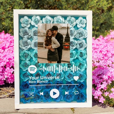 Personalized Spotify Flower Shadow Box Love Gift Ideas for Her Valentine's Day Gift Anniversary Gift