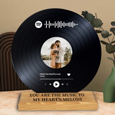 Personalized Photo Song Plaque Record with Spotify Code Memorial Gifts for Couple Valentine's Day Gift Ideas