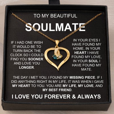 Personalized To My Soulmate Heart Necklace Gift Ideas For Valentine's Day Anniversary Birthday