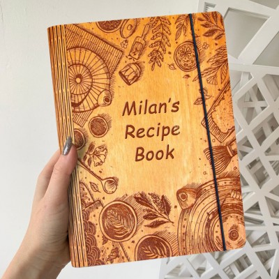 Custom Family Wooden Recipe Book Personalized Gifts for Mom Christmas Gift Ideas for Grandma