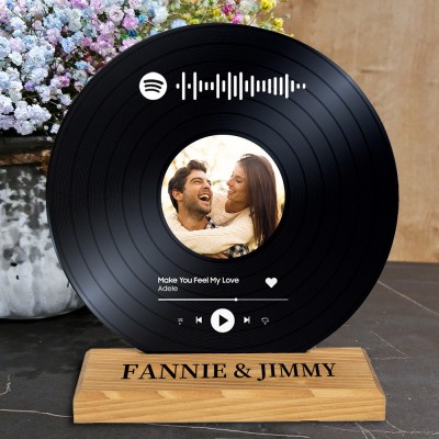Custom Photo Spotify Song Plaque Record Memorial Gifts for Couple Valentine's Day Gift Ideas Wedding Anniversary Gifts