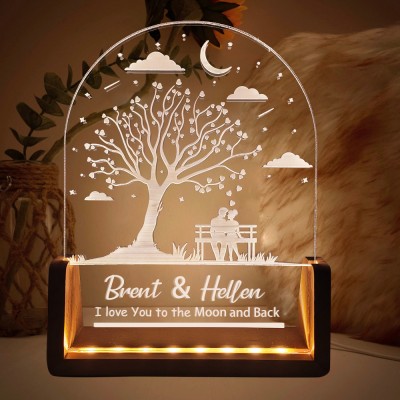 Personalized Night Lamp with Valentine's Couple Romantic Anniversary Gifts for Her Valentine's Day Gift Ideas