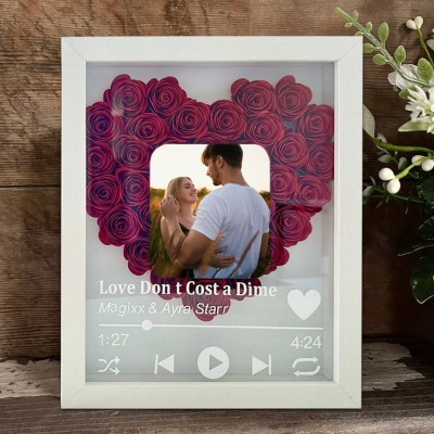 Custom Spotify Heart Shape Flower Shadow Box Gifts for Girlfriend Wife Valentine's Day Gift Ideas