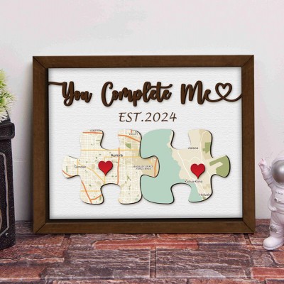 You Complete Me Couple Puzzle Wooden Sign Unique Anniversary Valentine's Day Gift Ideas 