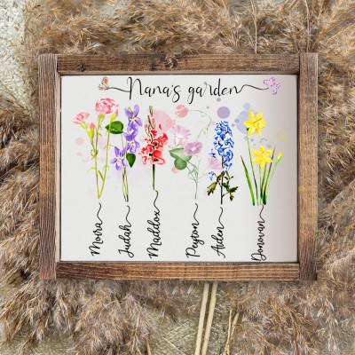 Mother's Day Gifts Grandma's Garden Birth Month Flower Sign Love Gift Ideas for Grandma Mom