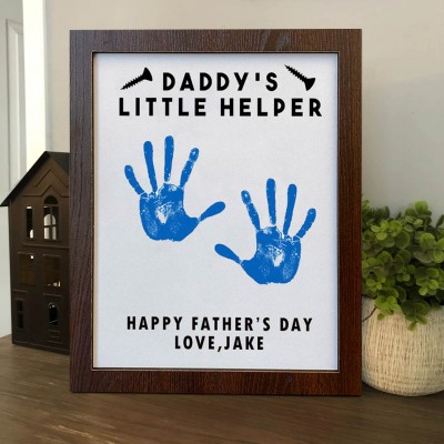 Personalized Daddy's Little Helpers DIY Handprint Sign Gift for Dad