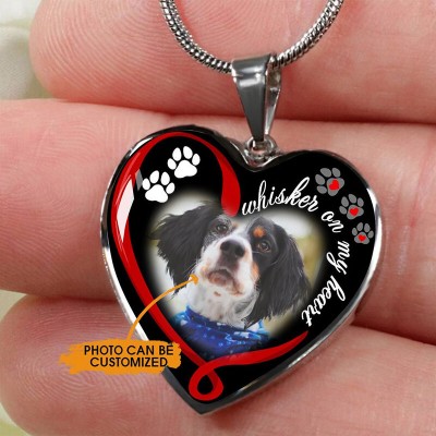 Wishes on My Heart Personalized Pet Memorial Photo Necklace Loss of Pet Necklace
