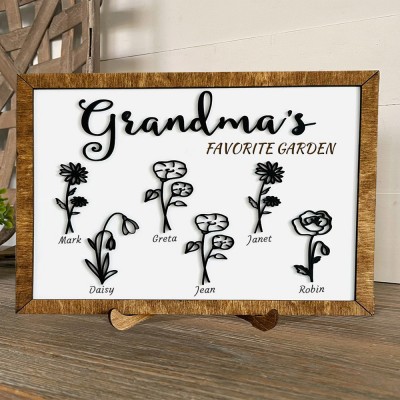 Custom Grandma's Garden Birth Month Flower Sign Gift Ideas for Mom Grandma Christmas Gifts for Her