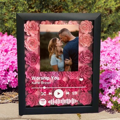 Personalized Spotify Flower Shadow Box Gifts for Her Wedding Anniversary Gift Valentine's Day Gift
