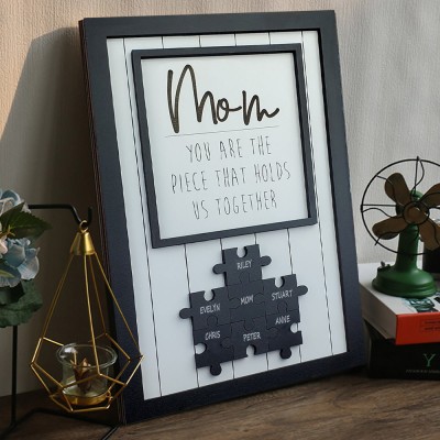 Personalized Mom The Piece That Holds Us Together Puzzle Pieces Frame Sign Unique Mother's Day Gift For Mom Grandma