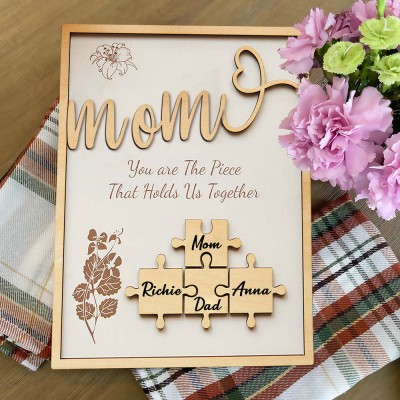 Personalized Mom Wooden Puzzle Frame Sign Meaningful Gift For Mom Grandma Mother's Day Gift Ideas