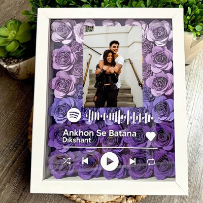 Custom Spotify Flower Shadow Box Gift for Couple Valentine's Day Gift Ideas