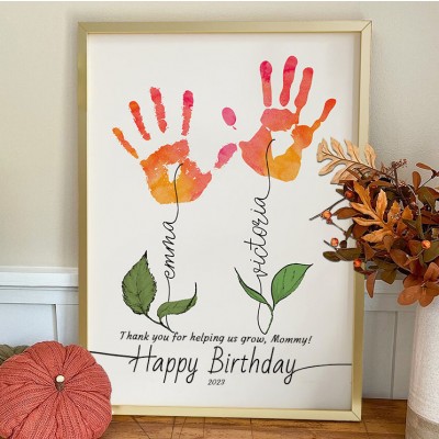 Personalized DIY Flower Birthday Handprint Frame Love Gift Ideas for Mom Grandma Nana Keepsake Gifts from Kids