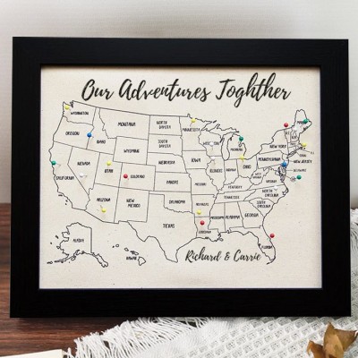 Our Adventures Together Map Push Pin USA Travel Map for Boyfriend Husband Anniversary Valentine's Day Gift for Her