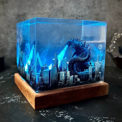 Monster Resin Wood Art Lamp Birthday Gift Ideas Christmas Gift