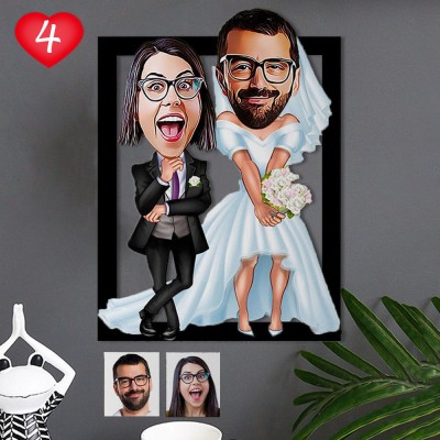 Couples Portrait Loved One Caricature Anniversary Gift for Husband Valentine's Day Gift for Boyfriend