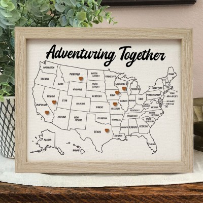 Personalized Push Pin USA Adventure Travel Map Keepsake Gifts for Soulmate Valentine's Day Gift Ideas Anniversary Gifts