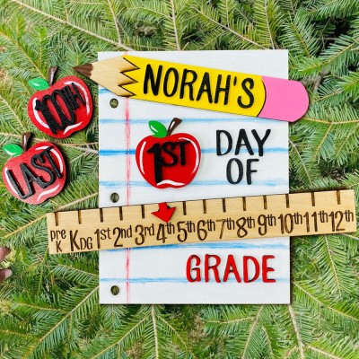 Custom First Day of School Photo Prop Back To School Reusable Interchangeable Sign Keepsake Gifts for Kids