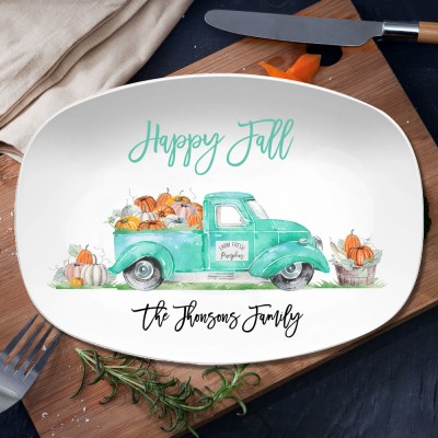 Personalized Happy Fall Platter Thanksgiving Gift Autumn Decor