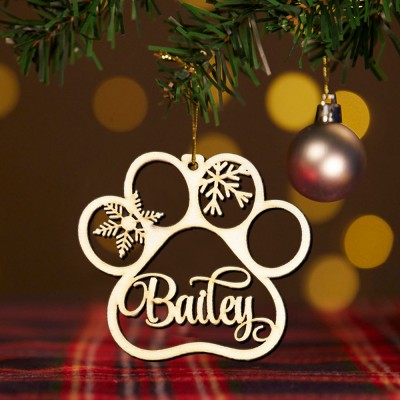 Personalized Pet Paw Christmas Tree Ornament with Name