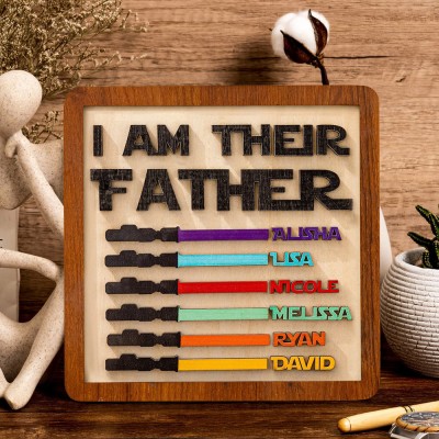 I Am Their Father Wooden Name Sign Board Custom Keepsake Gift for Dad Father's Day Gift