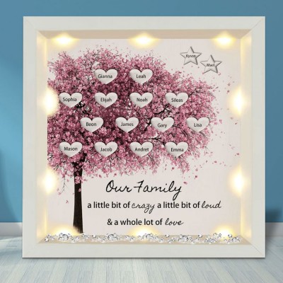 Personalized Light Up Family Tree Box Frame with 1-20 Names Mother's Day Gift For Grandma, Mom