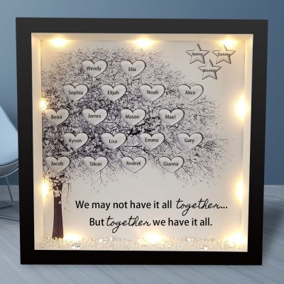 Personalized Light Up Family Tree Box Frame with 1-20 Names Mother's Day Gift For Grandma, Mom