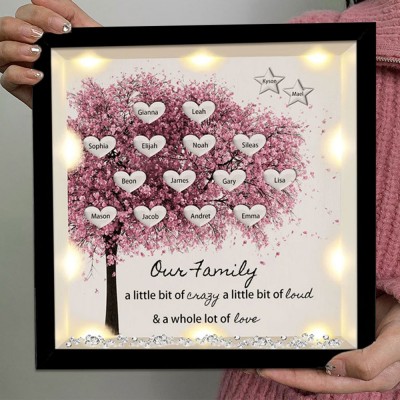 Personalized Light Up Family Tree Box Frame with 1-20 Names Mother's Day Gift For Grandma, Mom