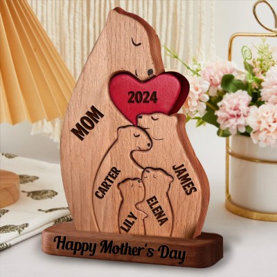 Custom Wooden Bear Family Name Puzzle Family Keepsake Gifts Mother's Day Gift Ideas